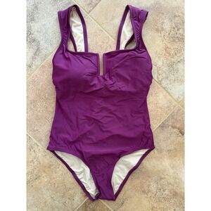 Women's Shade & Shore Purple Cap Sleeve One-Piece Bathing Suit Size Medium NWT